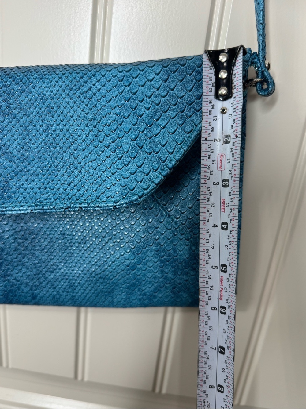 2/for $20 🪩 NEW Clutch & Crossbody Bag in Blue Teal, Faux Snakeskin - 6x12” - Picture 7 of 13